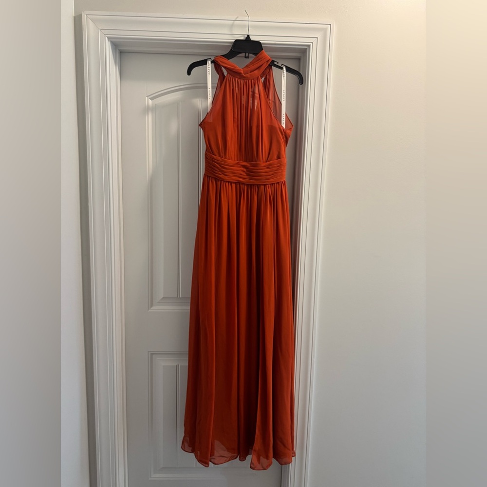 Azazie Burnt Orange Halter Maxi Dress